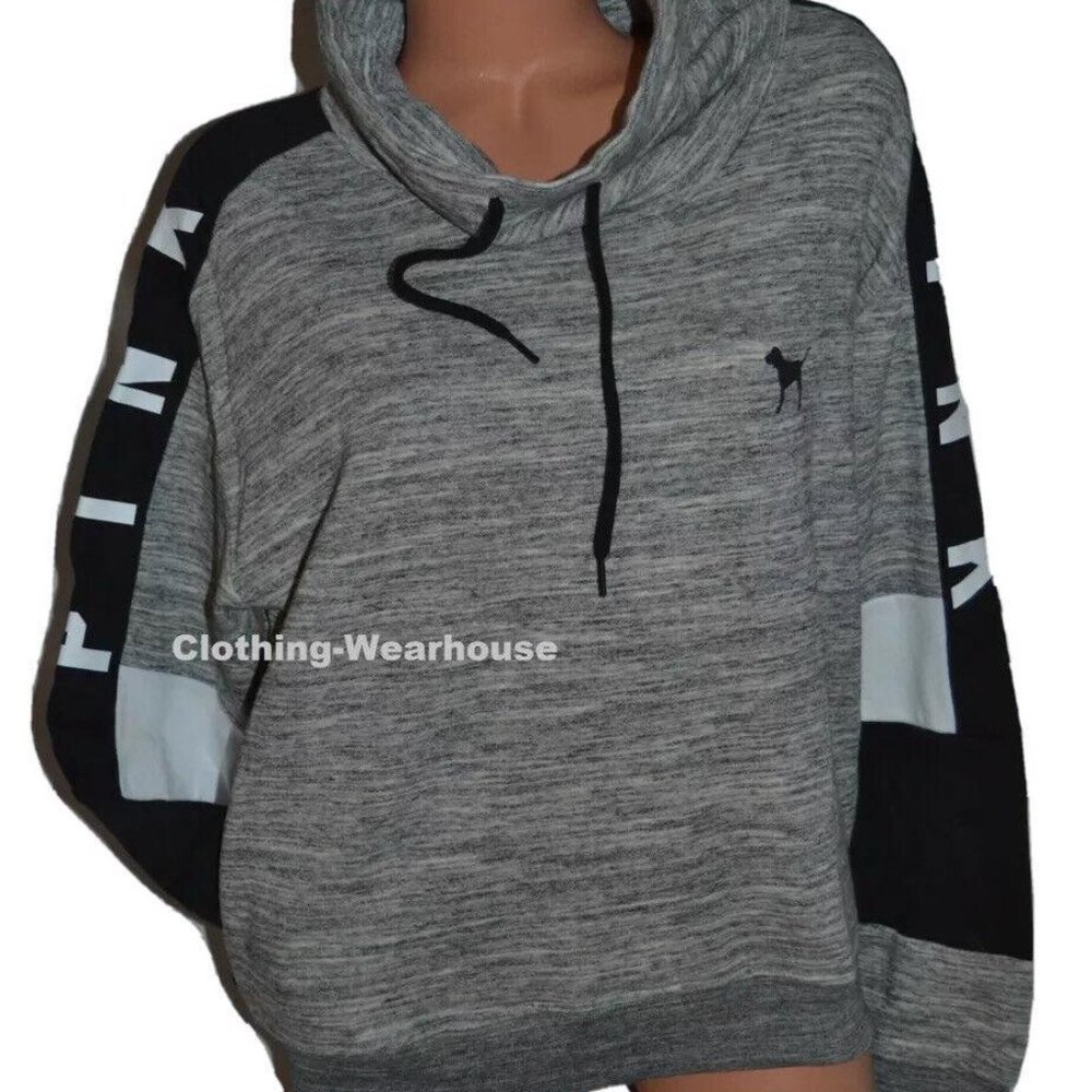 Victoria's Secret PINK VS Cowl Neck Pullover Grey S NEW
